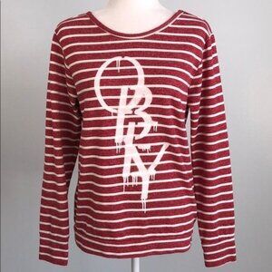 OBEY Red White Stripe Pullover - S